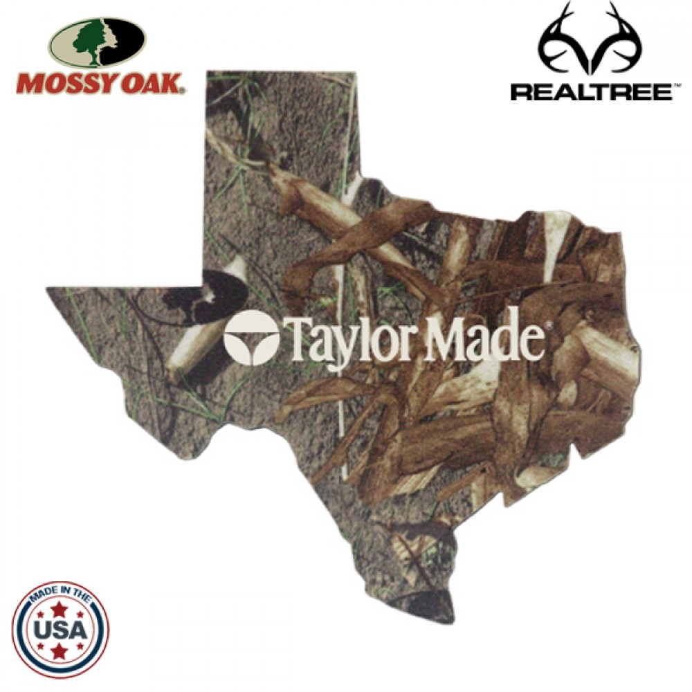 Promotional Mossy Oak or Realtree Camo 6" Texas Shaped Premium Foam Coasters Promotional Mossy Oak or Realtree Camo 6" Texas Shaped Premium Foam Coasters