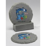 Customized 2-Pc Round Chiseled Edge Coaster Set w/Base