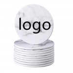 White Color Marble Cup Coaster with Logo