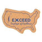 4" x 6" USA America Shape Solid Cork Coasters with Logo