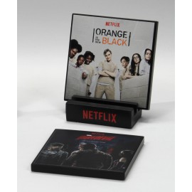 Customized 2-Pc Square Smooth-Texture Coaster Set w/Base