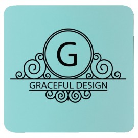 Square Coaster, Teal Silicone, 3 3/4 x 3 3/4" with Logo