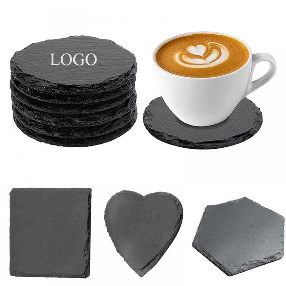 Natural Slate Stone Coaster with Logo