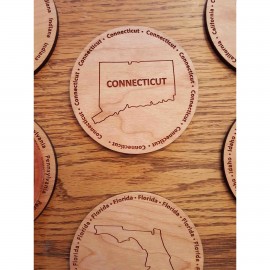 Hardwood State Coasters with Logo