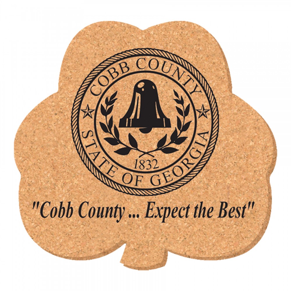 Custom Printed 5"X5" Clover Shape Solid Cork Coasters Custom Printed 5"X5" Clover Shape Solid Cork Coasters