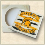 Square Absorbent Stone Coaster- Custom Printed - Packaged in Single Window Box - Basic Print with Logo