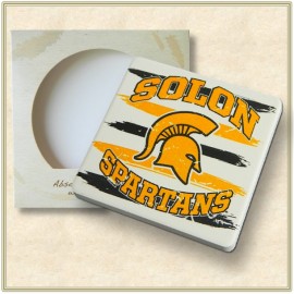 Square Absorbent Stone Coaster- Custom Printed - Packaged in Single Window Box - Basic Print with Logo  Square Absorbent Stone Coaster- Custom Printed - Packaged in Single Window Box - Basic Print with Logo