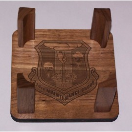 4" x 4" - Hardwood Coaster Holder with Logo  4" x 4" - Hardwood Coaster Holder with Logo