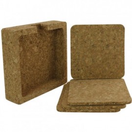 Promotional Square Cork Coaster w/Lasered Holder (Set of 4)