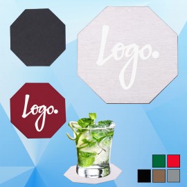 Octagon Shaped Stainless Steel Drink Coaster/ Cup Mat with Logo  Octagon Shaped Stainless Steel Drink Coaster/ Cup Mat with Logo