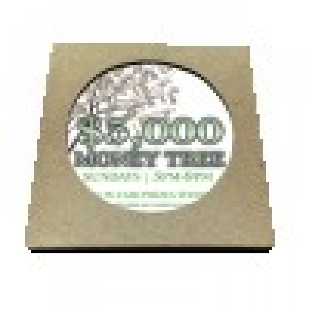 Set of 6 Round Paperboard Coasters w/ Natural Kraft Box Logo Branded Set of 6 Round Paperboard Coasters w/ Natural Kraft Box Logo Branded