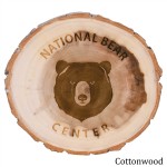 4" Old West Log Coaster, Cottonwood with Logo