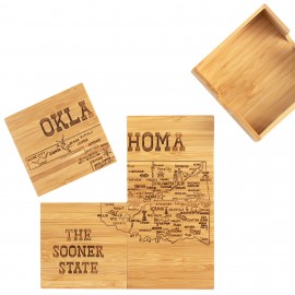 Oklahoma Puzzle Coaster Set with Logo