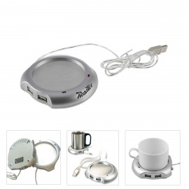 Custom Cup Coaster Heater with 4 Port USB Hub  Custom Cup Coaster Heater with 4 Port USB Hub
