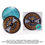 Customized 1-Sided Record Label Coasters - Set of 2 - Custom Cello Pouch (Label on Front)