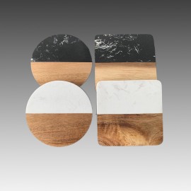 Promotional Acacia Wood and Marble Coaster  Promotional Acacia Wood and Marble Coaster