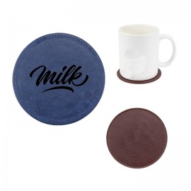 Logo Branded Leatherette Round Coaster