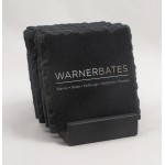 Promotional 4-Pc Square Chiseled Edge Coaster Set w/Base