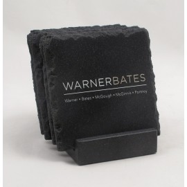 Promotional 4-Pc Square Chiseled Edge Coaster Set w/Base