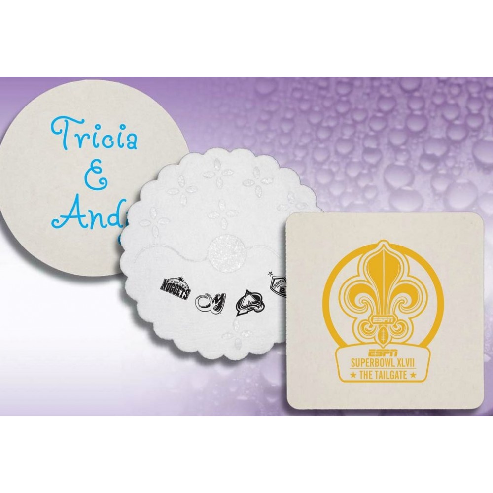 Custom Printed 4" Personalized White Pulp Board Coaster (60 PT) Custom Printed 4" Personalized White Pulp Board Coaster (60 PT)