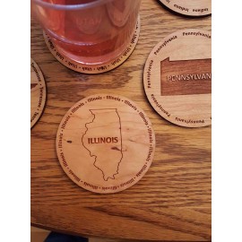 Personalized 3.5" - Illinois Hardwood Coasters  Personalized 3.5" - Illinois Hardwood Coasters