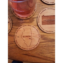 Personalized 3.5" - Illinois Hardwood Coasters