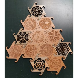 4" - Interlocking Wood MDF Cutout 4 Coaster Sets with Logo