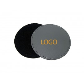 DEBOSSING & HOT STAMPING Genuine Leather Circle Coaster with Logo