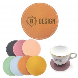 Promotional Round Waterproof Pu Leather Coaster