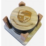 Customized 4" - Round Hardwood Coaster Set