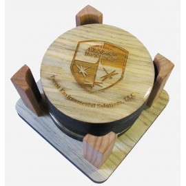 Customized 4" - Round Hardwood Coaster Set