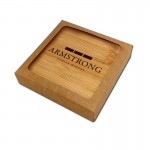 Logo Branded UV Set of 4 Square Bamboo Coasters