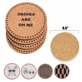 Custom 3.5" Round Soft Wooden Core Coaster