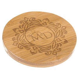 Custom Round Bamboo Coaster, 3-1/2" x 3-1/2"
