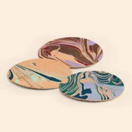 Logo Branded Marbled Leather Coaster