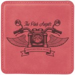 4x4 Pink Leatherette Coaster Custom Printed