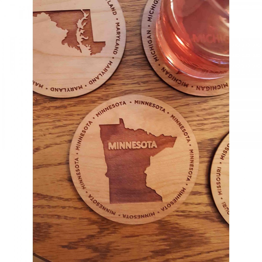 Personalized Hardwood State Coasters