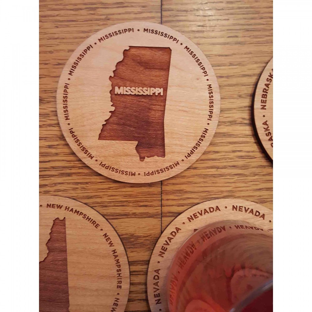 Logo Branded Hardwood State Coasters