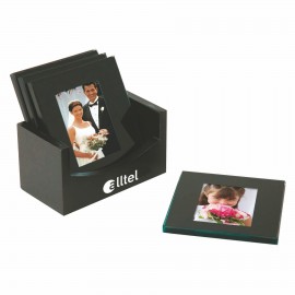 Customized 4 Piece Glass Coaster Set