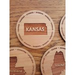 3.5" - Kansas Hardwood Coasters with Logo