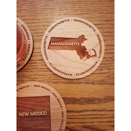 3.5" - Massachusetts Hardwood Coasters with Logo