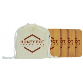 Bamboo Coaster Set with Logo