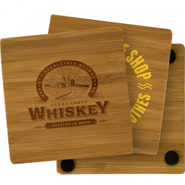 Square Bamboo Coaster with Logo