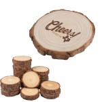 Natural Wood 4" Circular Coasters with Logo