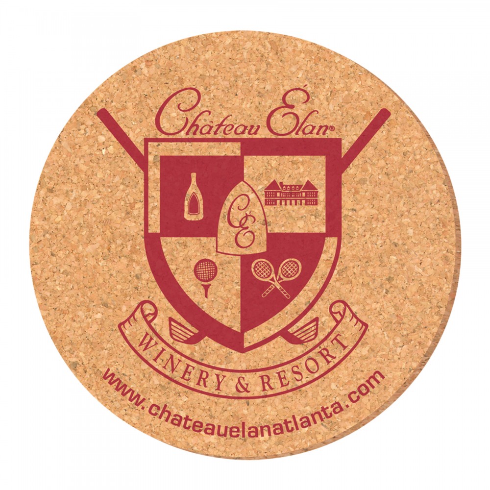 4" Round Solid Cork Coasters with Logo