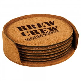 4" - Heavy Duty Premium Stitched Cork Coaster Sets with Logo