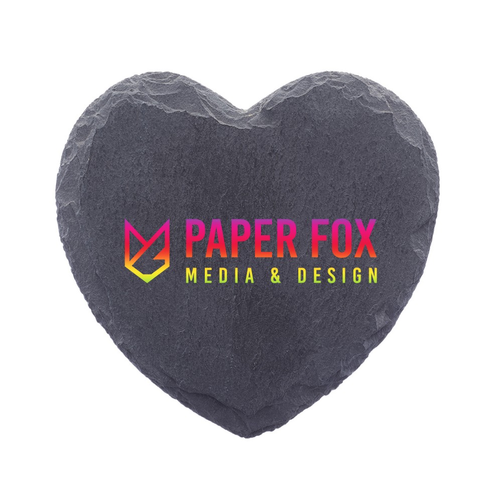 Logo Branded Custom Heart Shaped Slate Coasters (Full Color) Logo Branded Custom Heart Shaped Slate Coasters (Full Color)