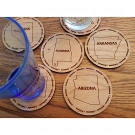 Hardwood State Coasters with Logo