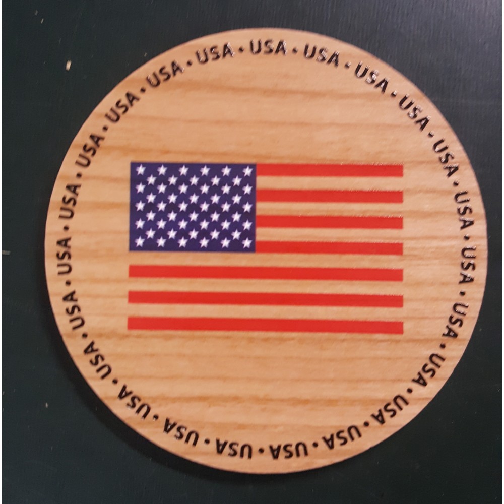 3.5" - American Flag Hardwood Coasters with Logo