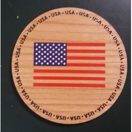 3.5" - American Flag Hardwood Coasters with Logo